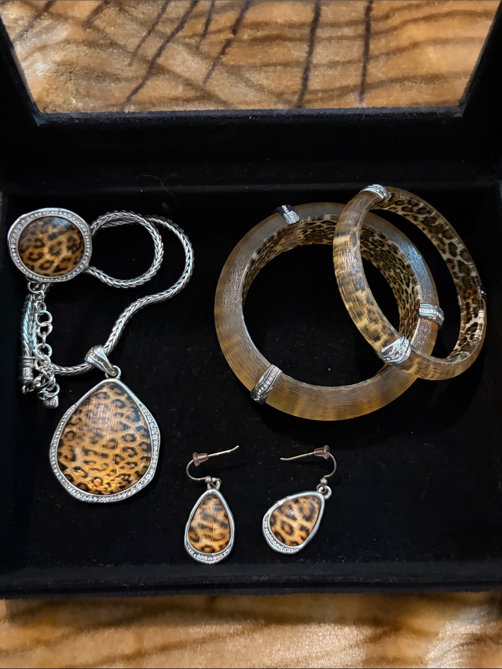 Brighton Leopard-Print Necklace, Earrings & Bangle Set - Brown